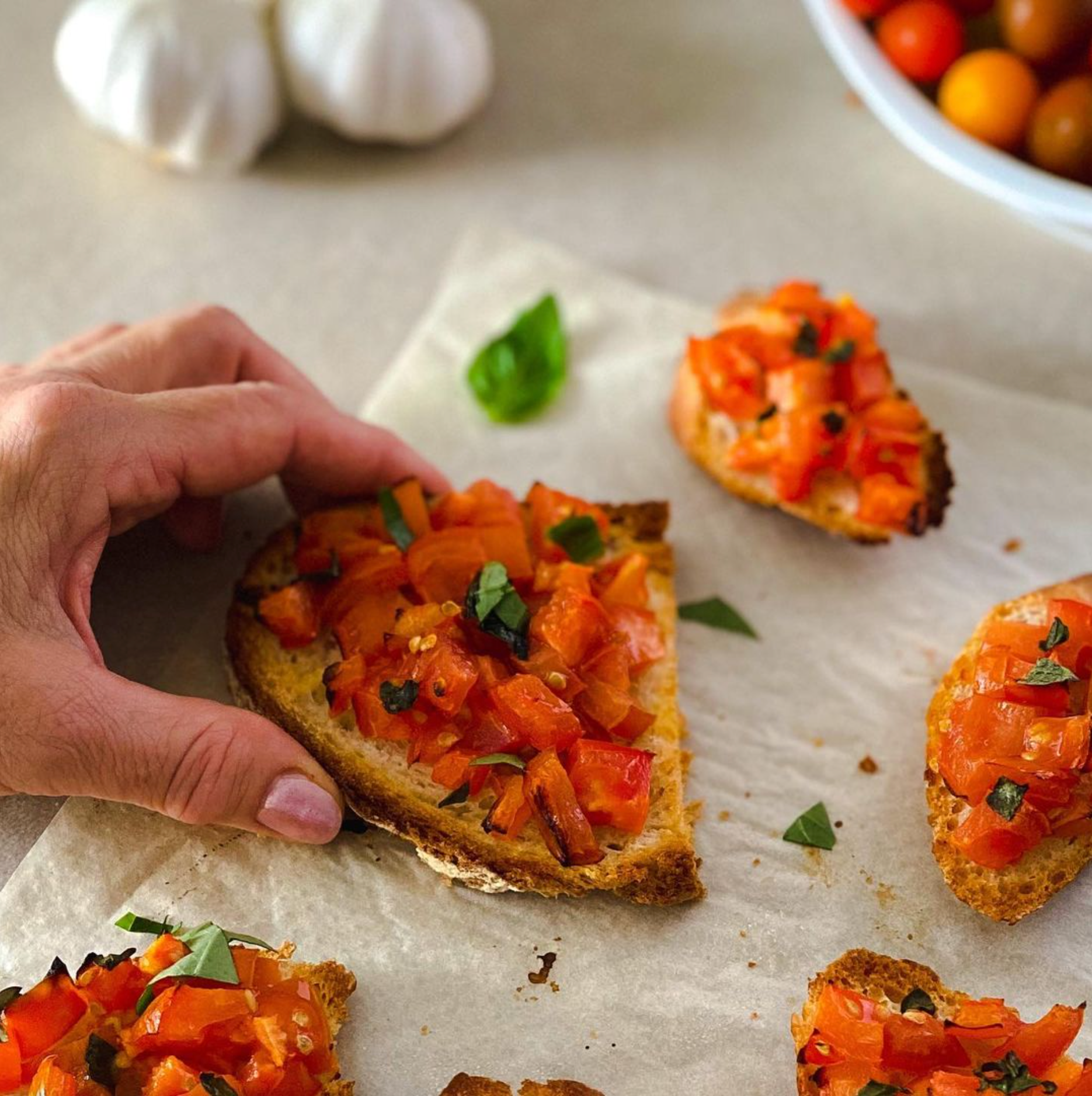 Bruschetta with Garlic Flavored Olive Oil – Costabile Brand