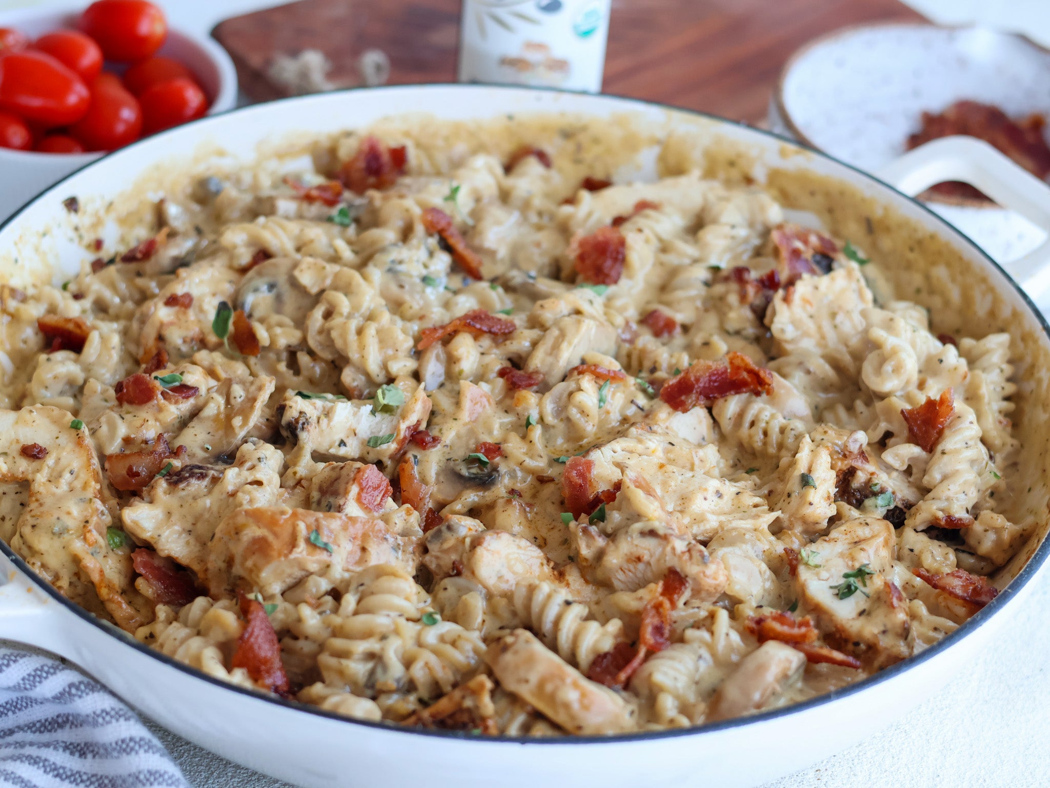 Pasta with Chicken Bacon & Mushrooms - Gluten Free Recipe – Costabile Brand