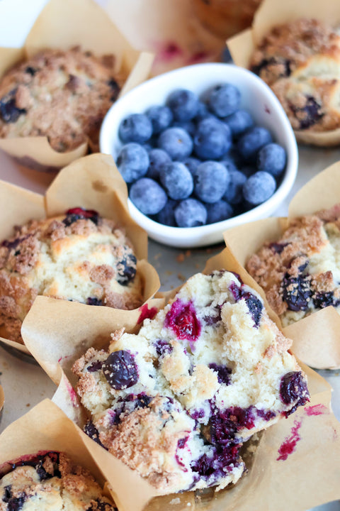 Blueberry Streusel Muffins with Butter Olive Oil